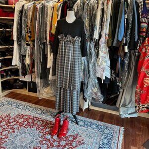 Hache Plaid Print Long Dress Size 42